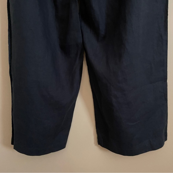Athleta Black Cabo Linen Wide Leg Pants 18 Elastic Waist Drawstring Vacation - Picture 5 of 13